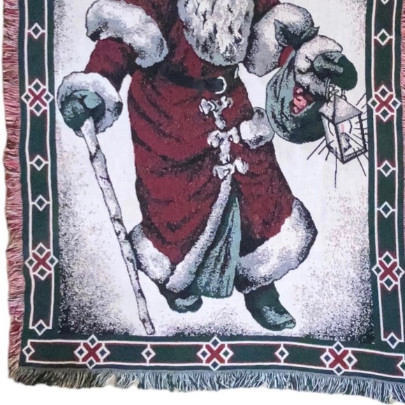 Christmas Vintage BEACON Santa Claus Blanket/Throw Tapestry #508 48"x64" - Picture 4 of 9
